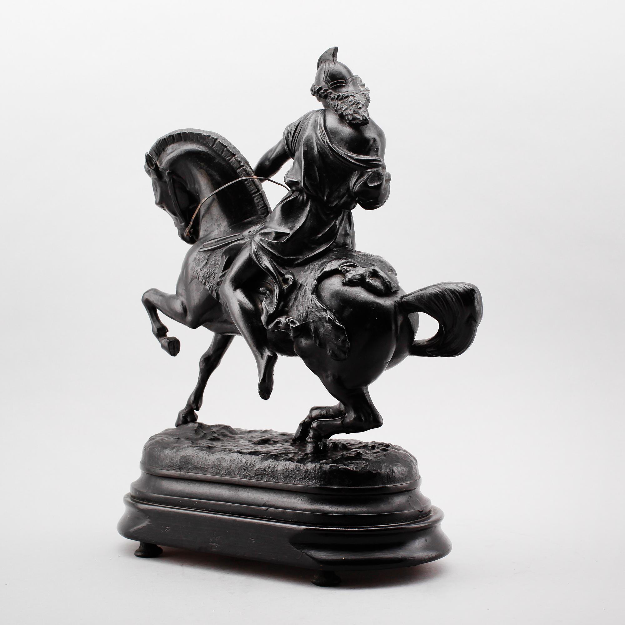 SKULPTUR, svartmålad metall, omkring år 1900.