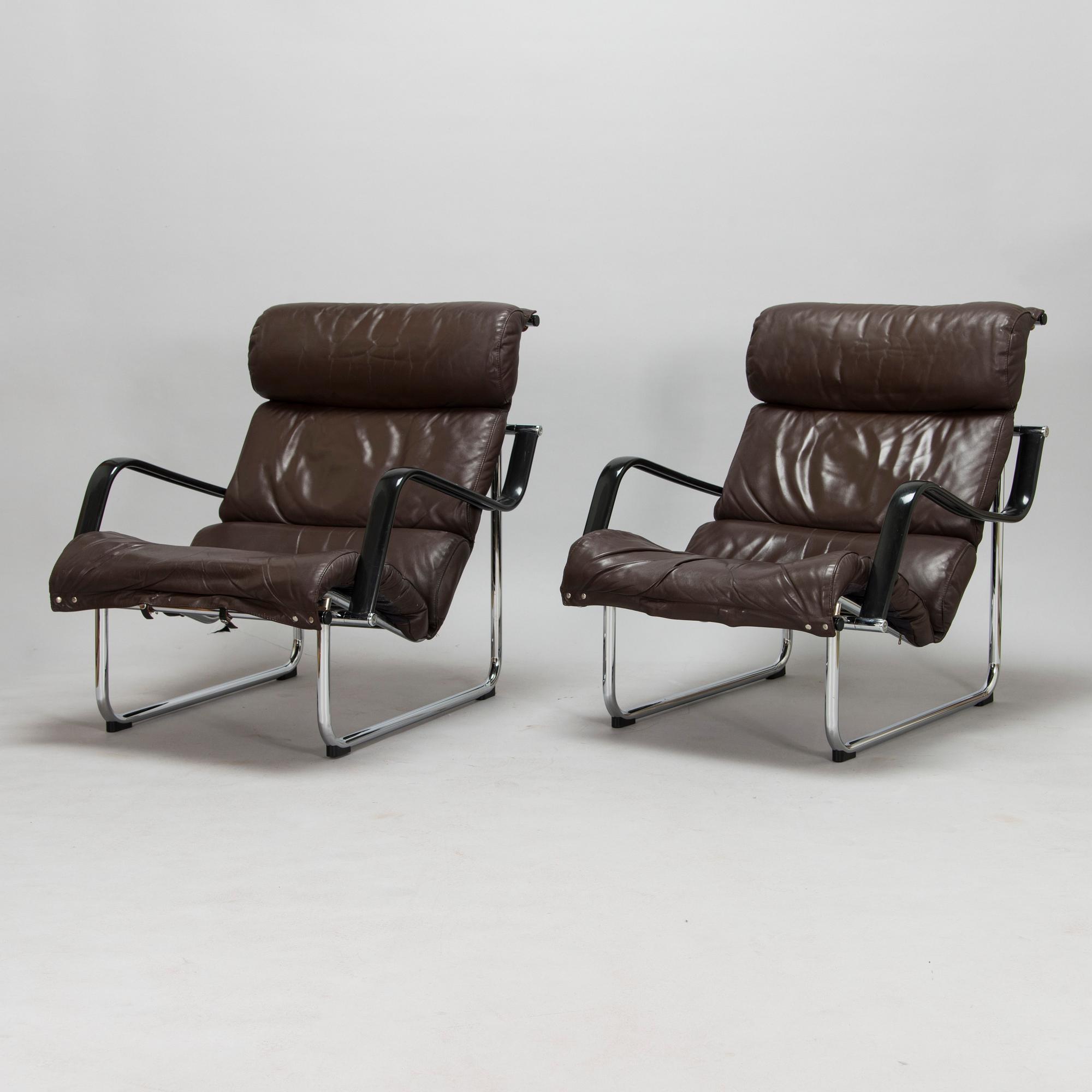 Yrjö Kukkapuro, a pair of 'Remmi' lounge chairs for Haimi, 1970s.