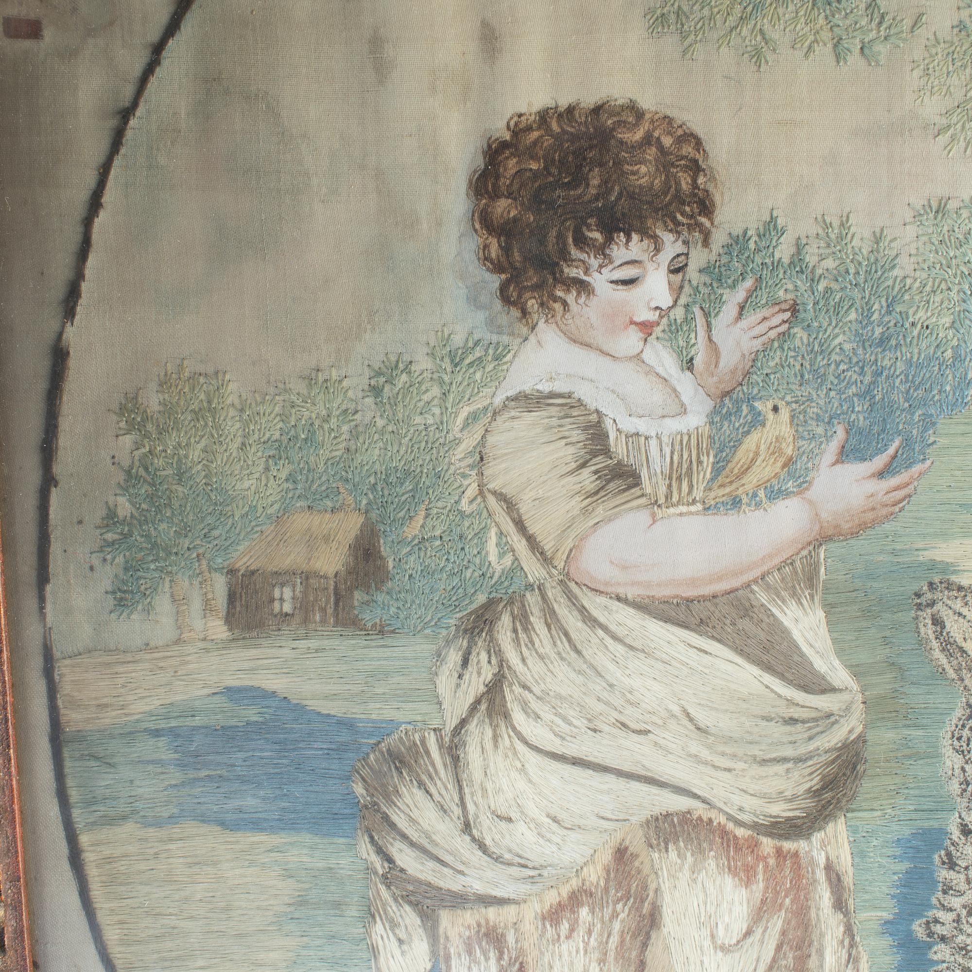 BRODERIER, ett par, en daterad 1808.