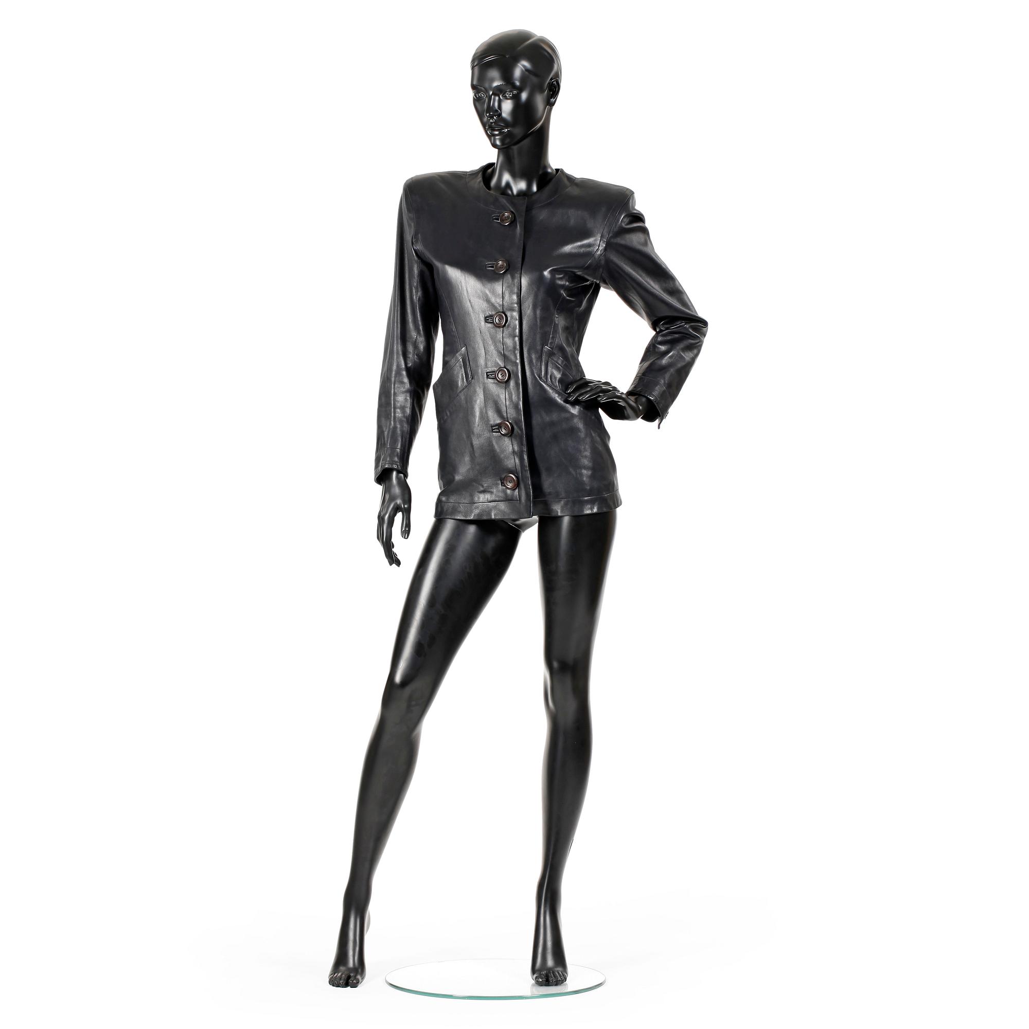 YVES SAINT LAURENT, a black leather jacket.