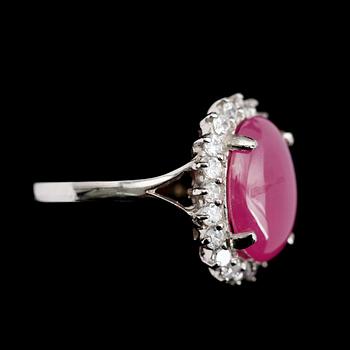 RING, silver, rubin ca 5,50 ct.