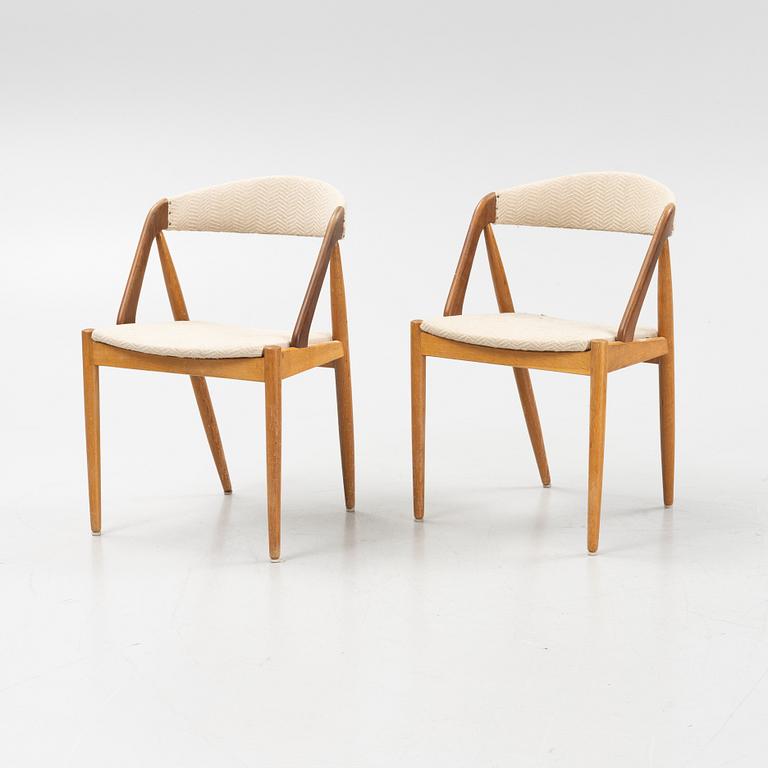 Kai Kristiansen, stolar, 4 st, "Pige/T21", Danmark, 1950/60-tal. Bord medföljer.