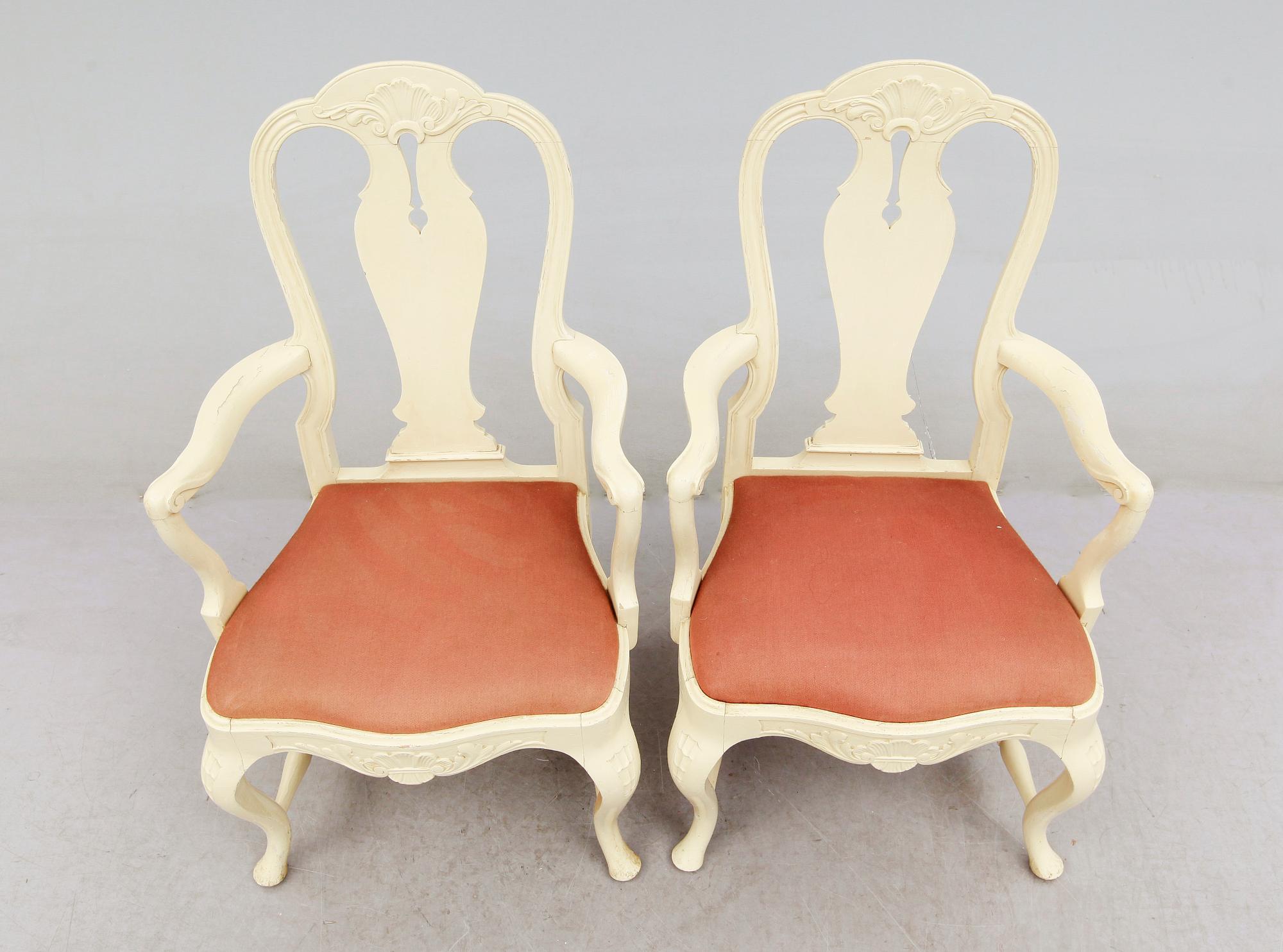 KARMSTOLAR, 1 par, rokokostil, 1900-talets början.