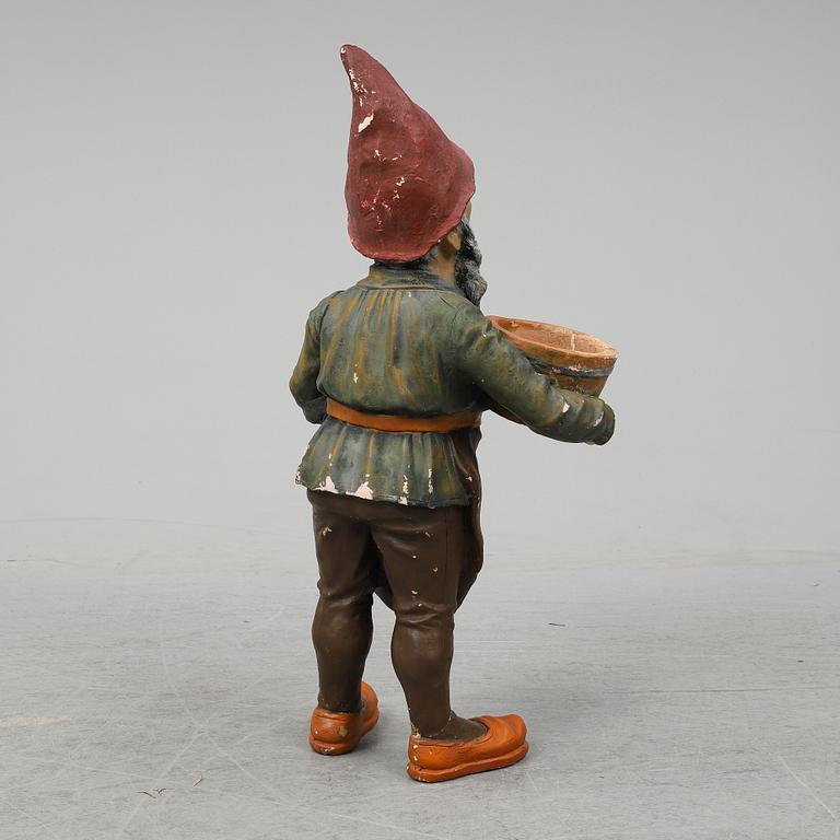 A terracotta gnome, probably Germany.