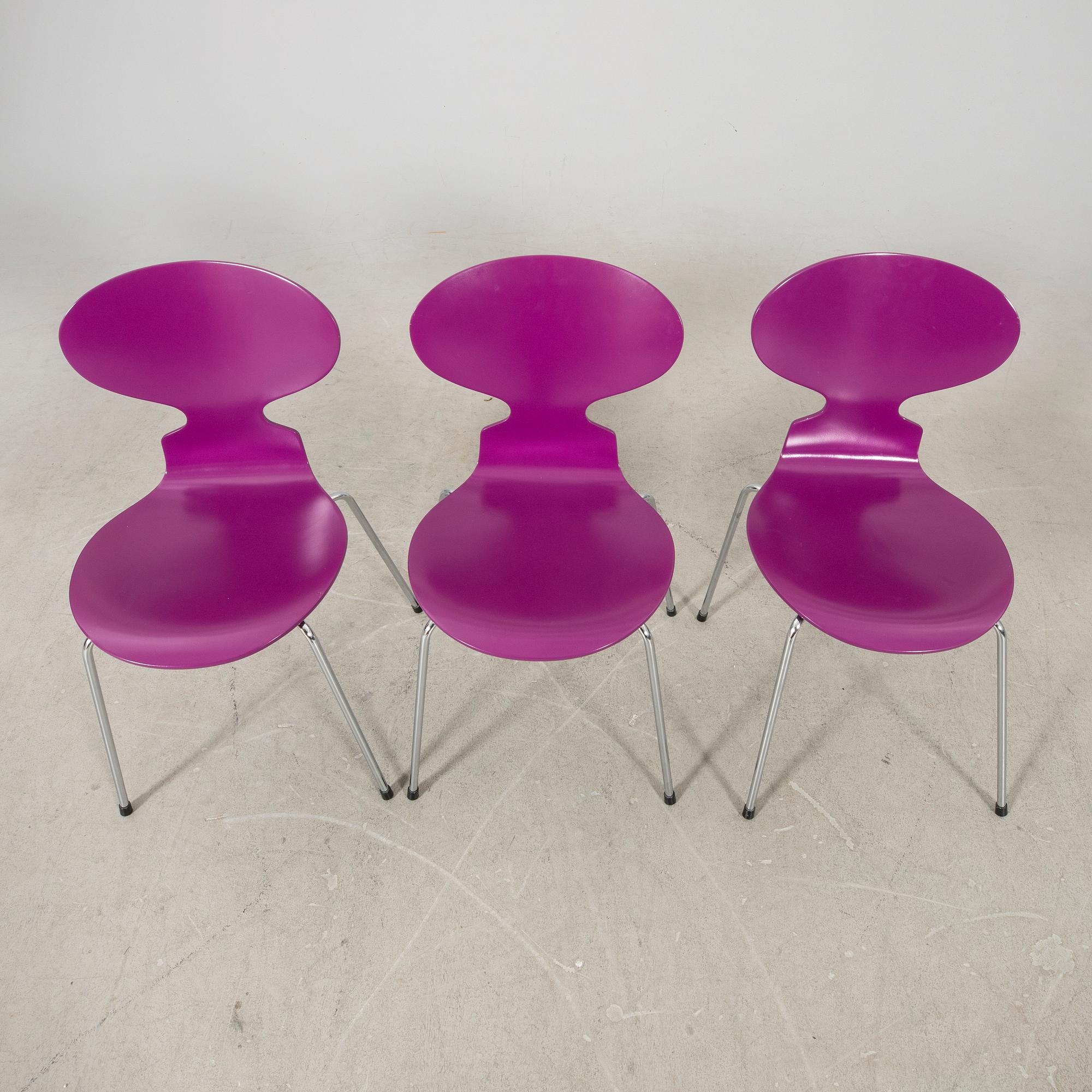 Arne Jacobsen, stolar 6 st "Myran" för Fritz Hansen 1990-tal.