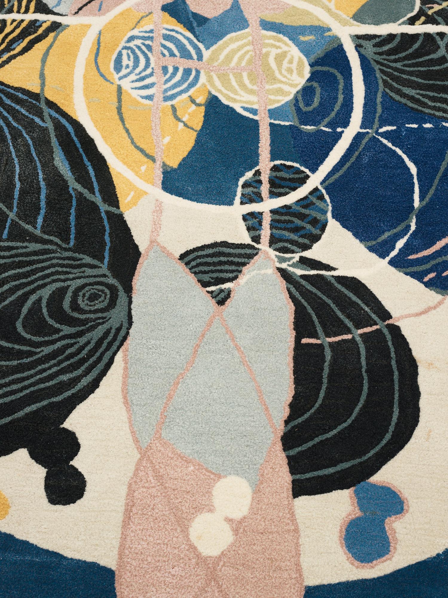Hilma af Klint, a carpet, "Group III, no 5, The Large Figure Paintings", 10/30, hand tufted, ca 201 x 162,5 cm.