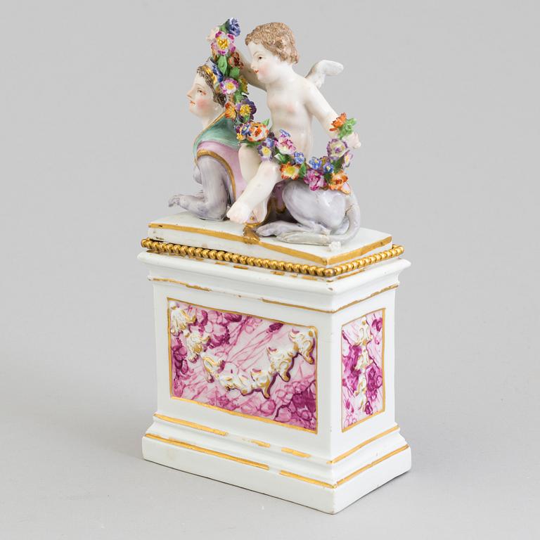 A Meissen Marcolini porcelain figure on a pidestal (1774-1814).