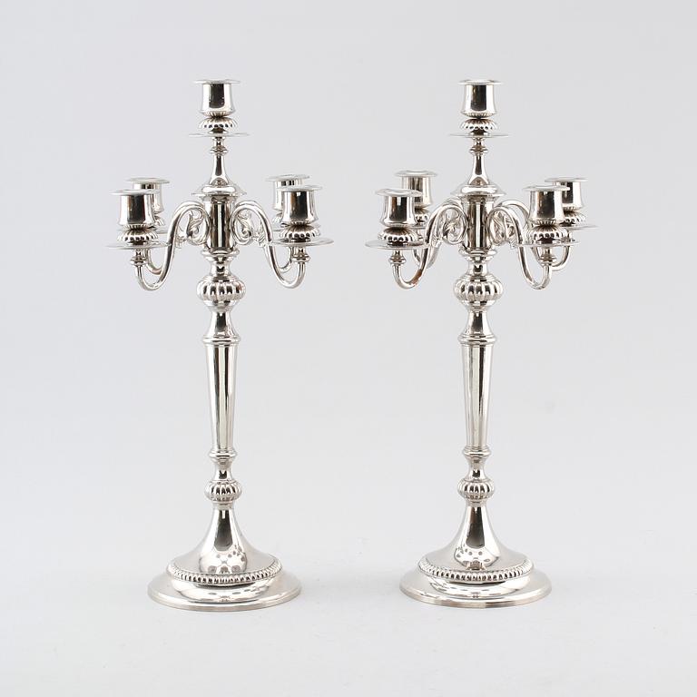 KANDELABRAR, 1 par, nickel, Westerås Metallfabriks AB, 1900-talets andra hälft.