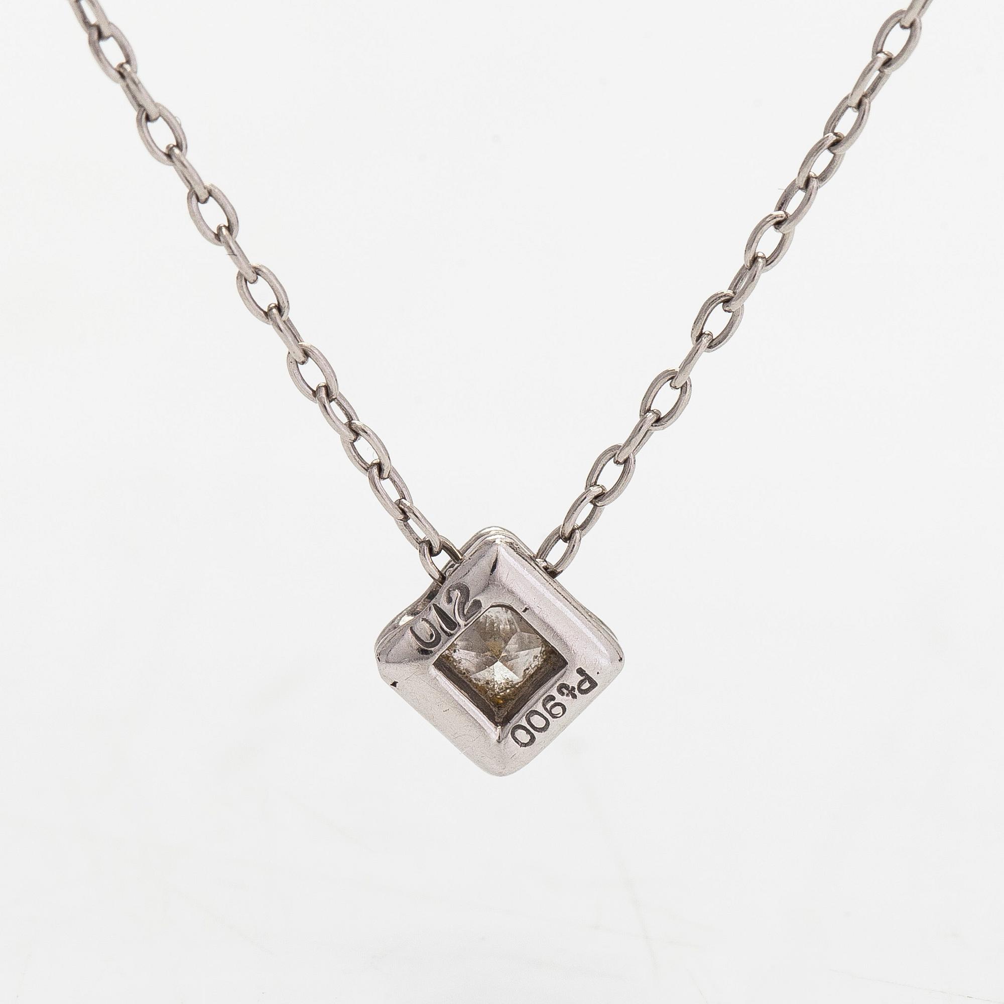 Kaulakoru, platina ja prinsessahiontainen timantti 0.12 ct.