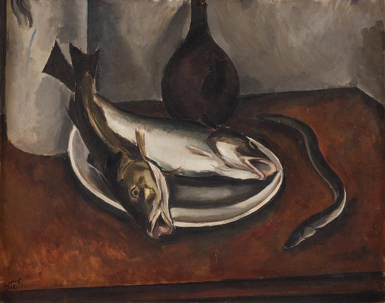 Otte Sköld, Nature morte with fish.