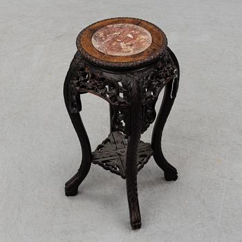 A Chinese wooden stand, with stone inlay, 20th century.