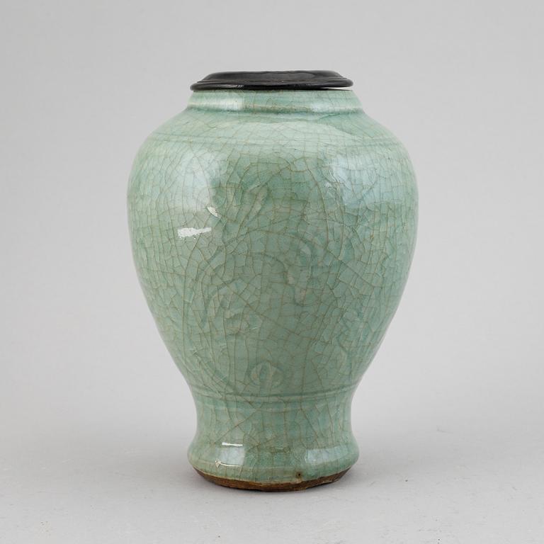 A celadon vase, Ming dynasty (1368-1644).