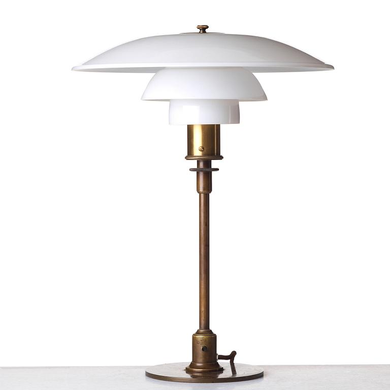 Poul Henningsen, a patinated brass PH 4/3 table lamp, Louis Poulsen Denmark.