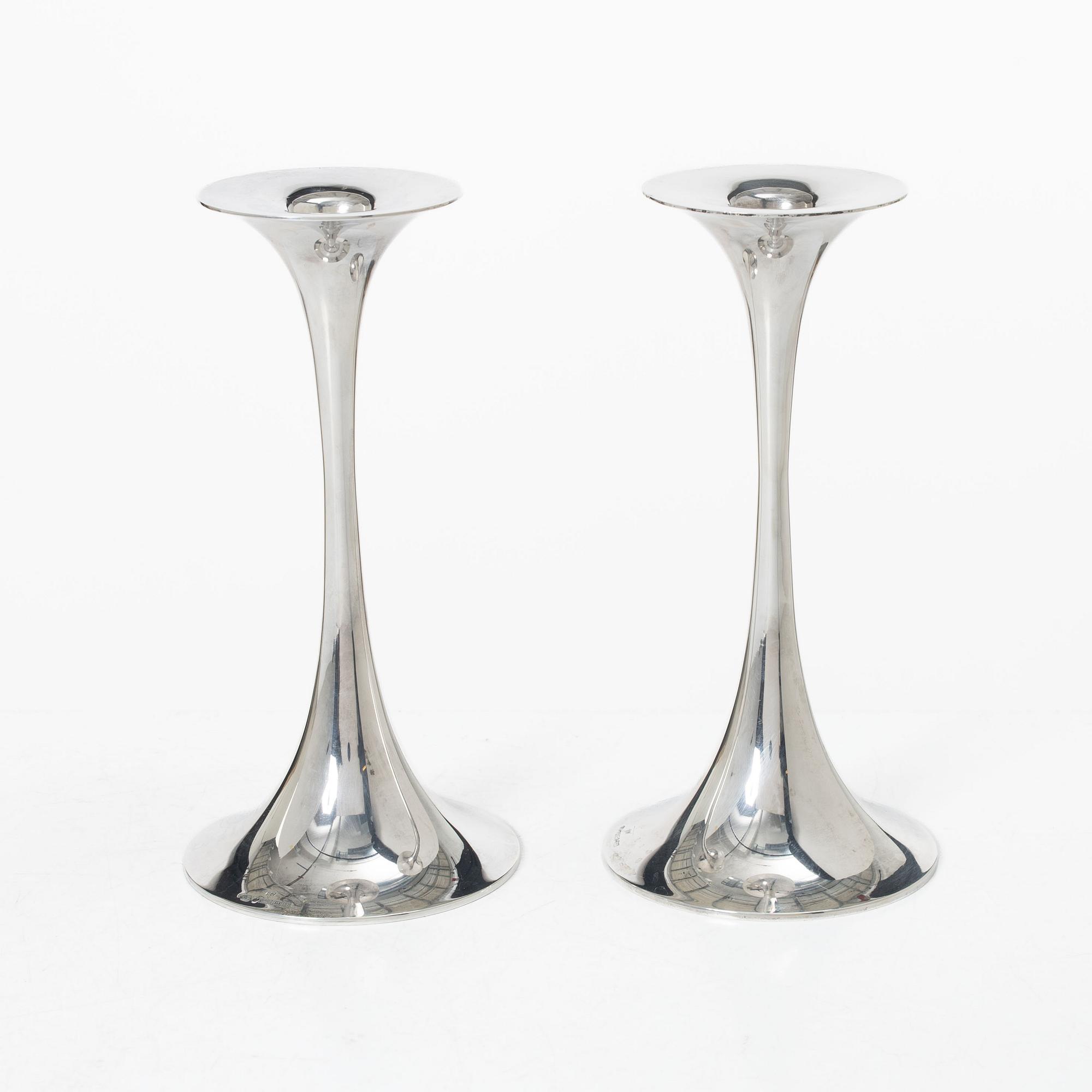 Tapio Wirkkala, Candlesticks, a pair, silver, Kultakeskus Oy, Hämeenlinna 1968-1969.