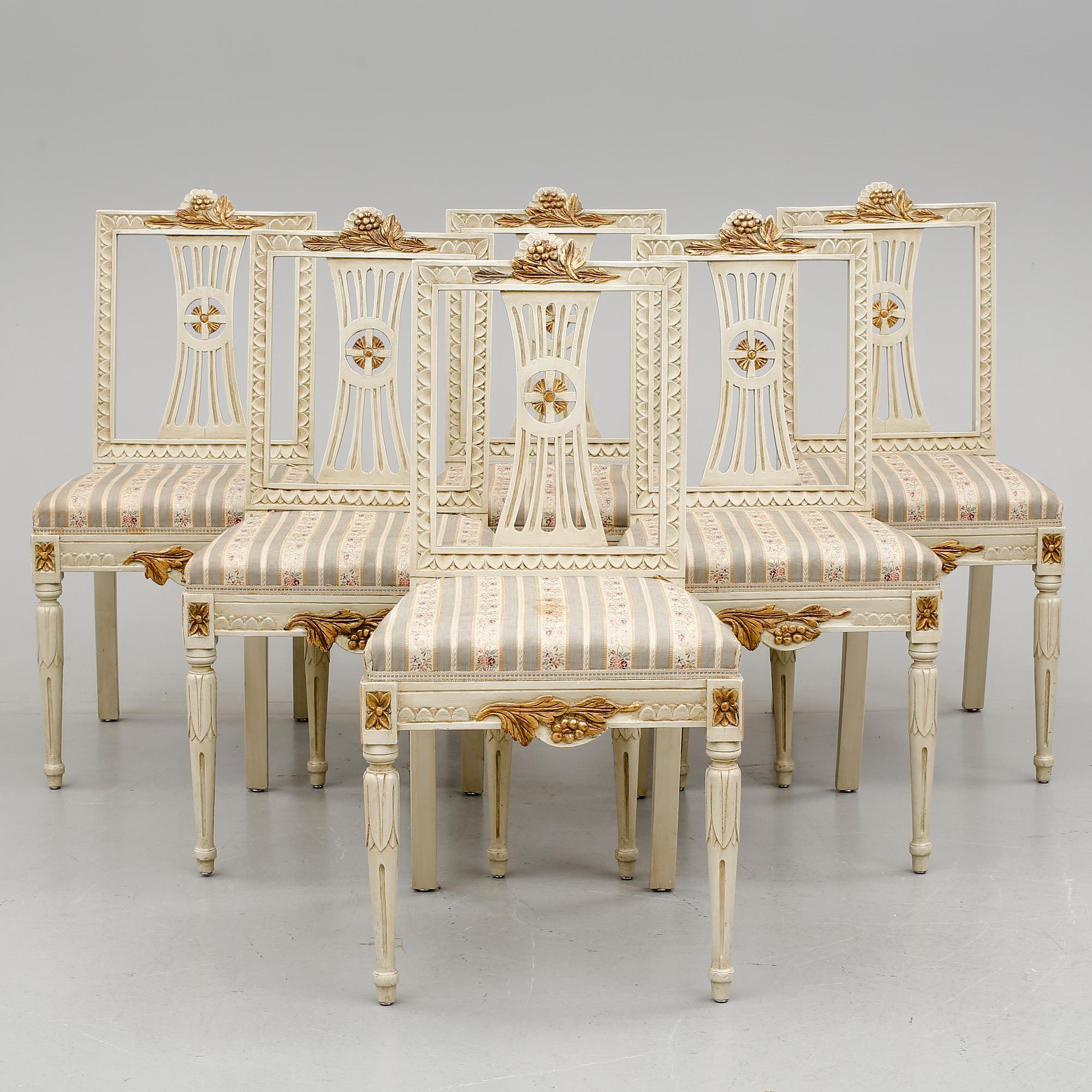 STOLAR, 6 st, gustaviansk stil, Lindome, 1900-talets början.