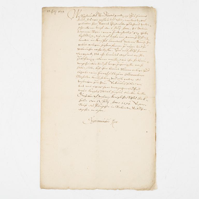 Brev signerat av Sigismund.
