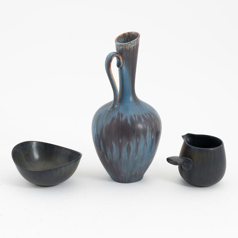 Gunnar Nylund, vas, skål och gräddkanna, stengods, Rörstrand.