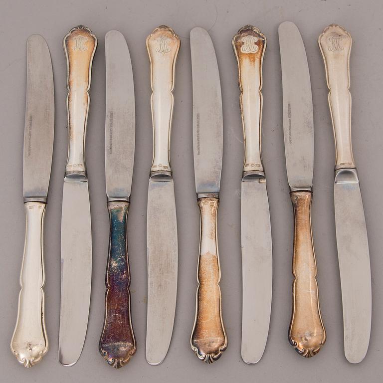 An 58-piece Finnish Chippendale silver cutlery set, Kultateollisuus Oy, Turku and Kultakeskus, Hämeenlinna, 1952-64.