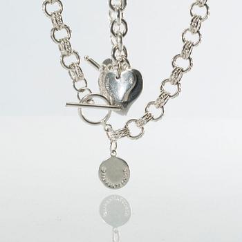 COLLIER, 2 st, Tiffany & Co, sterlingsilver. Totalvikt ca 124 g.