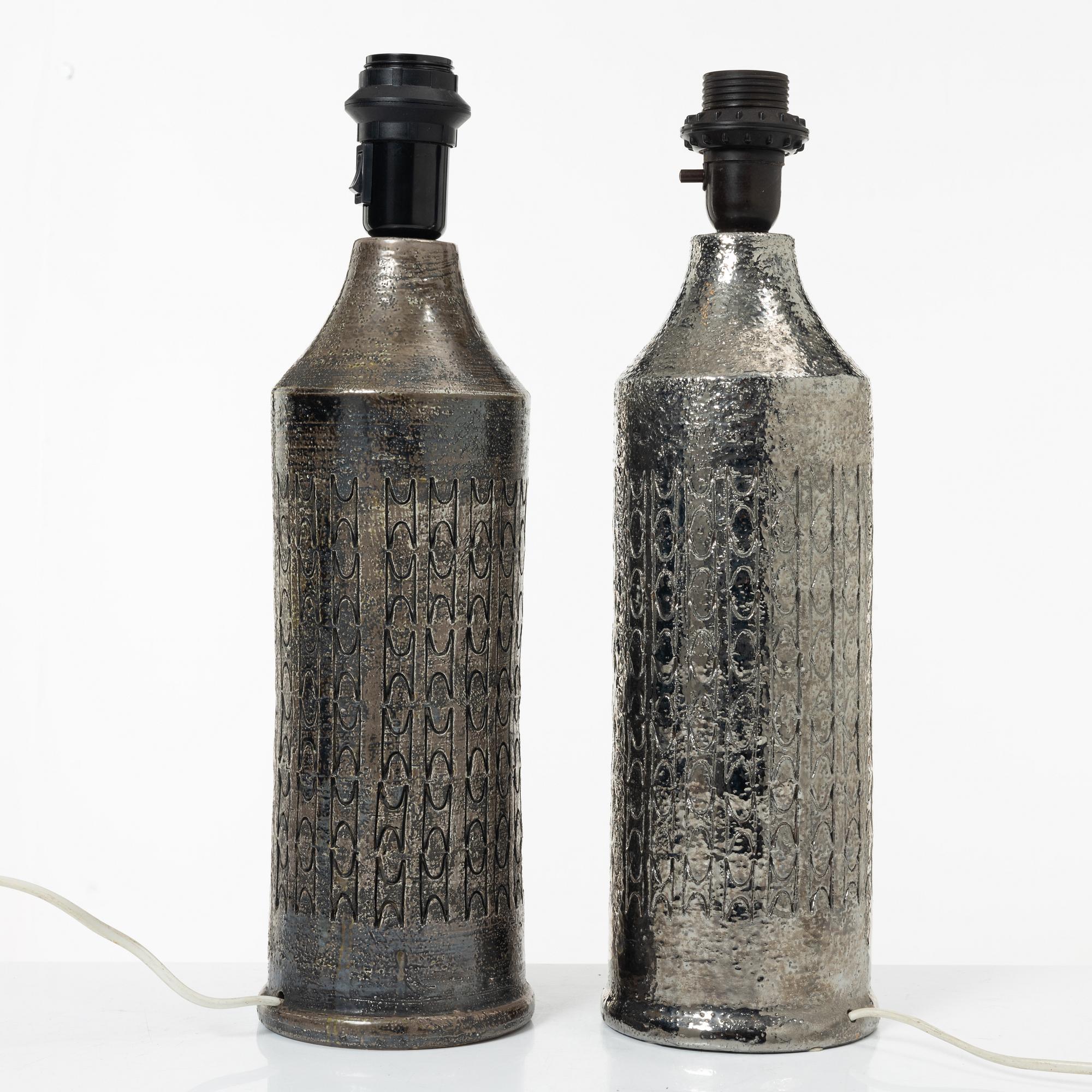 Table lamps, a pair of similar, Bitossi for Bergboms, second half of the 20th century.