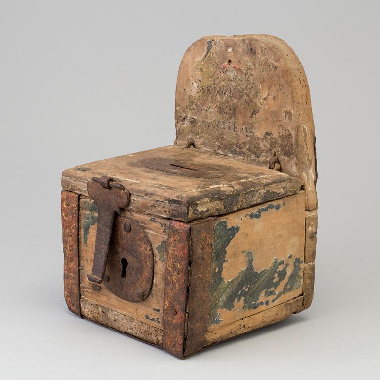 A WOODEN COLLECT BOX,
Probably 17th century.