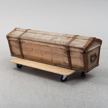 A pine chest, 18th Century.