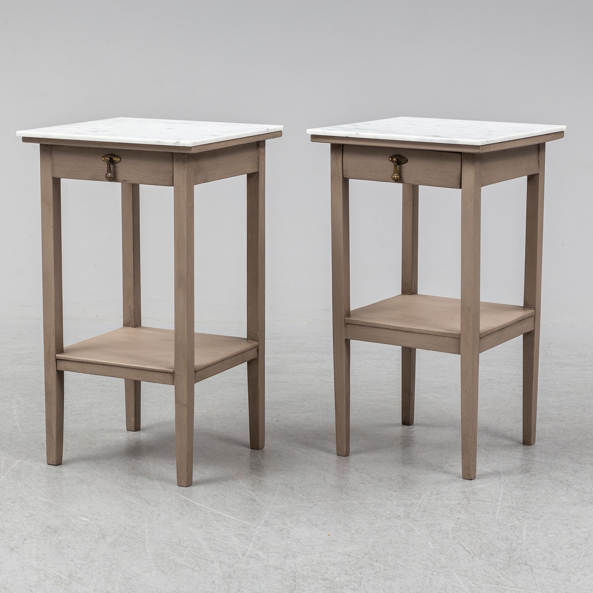 A pair of bedside tables, mid 20th century.