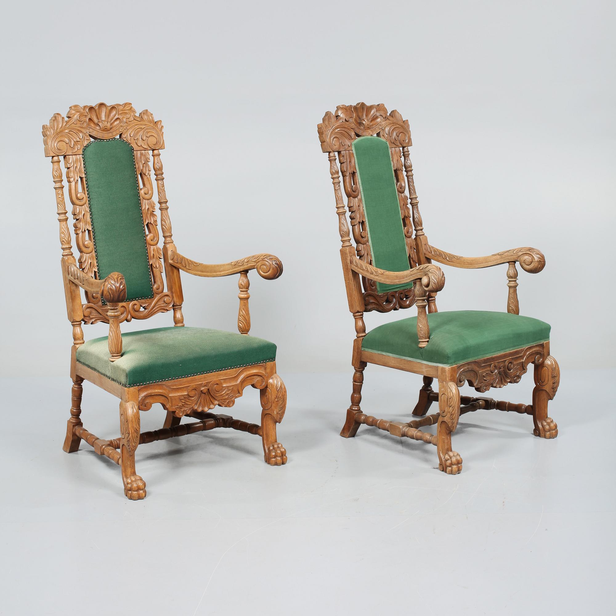 KARMSTOLAR, ett par, barockstil, 1900-talets första del.