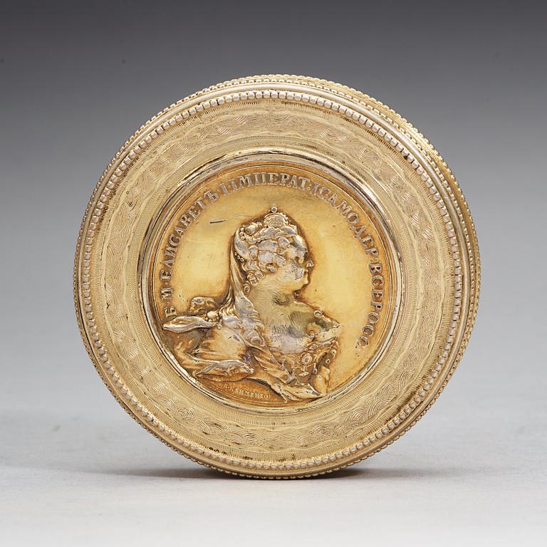 A Russian 18th century silver-gilt box, markes of Moscow 1790.