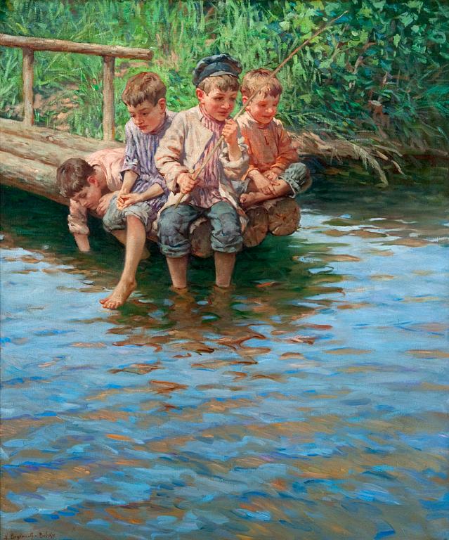 Nikolai Bogdanov Bel'sky, BOYS FISHING.