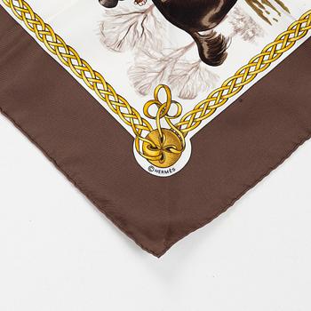 Hermès, a 'Les Robes' twill silk scarf.
