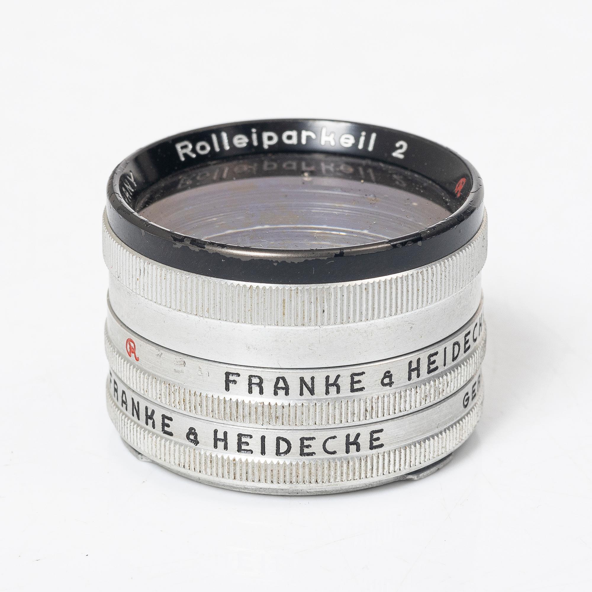 Mellanformatskamera, Rolleiflex, med väska och tillbehör, Franke & Heidecke, 1900-talets mitt, Tyskland.