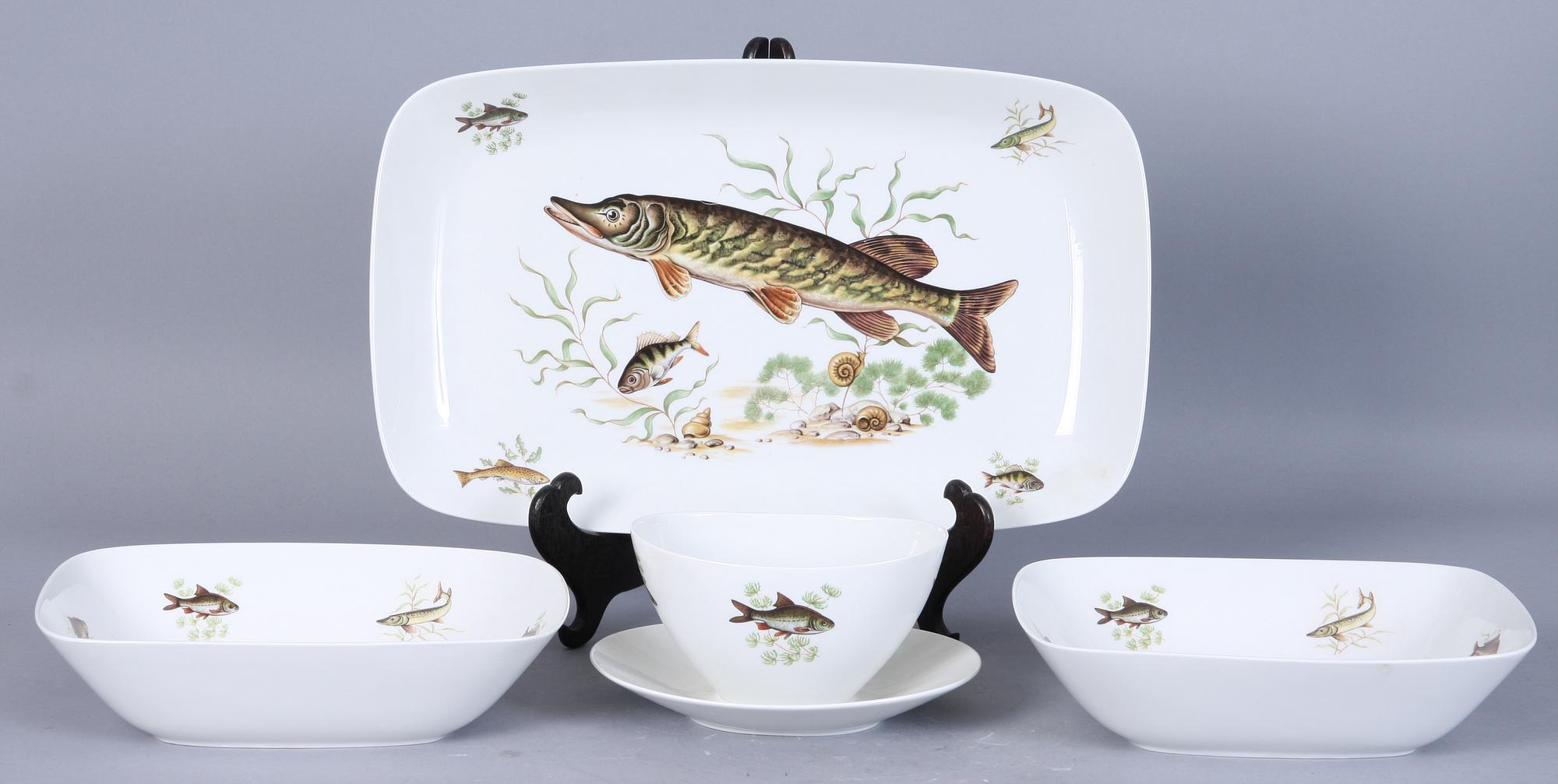 FISKSERVIS, 16 delar, porslin, Rörstrand.