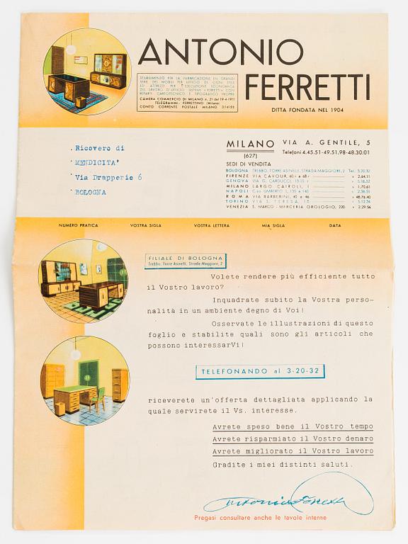 Antonio Ferretti, bokskåp, "Algeri", Milano, Italien, tidigt 1950-tal.