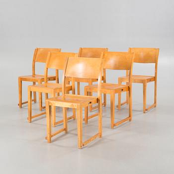 Six chairs by Sven Markelius, "the Orchestra chair" from around the mid 20th century.