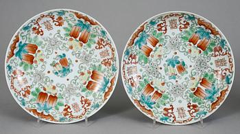 TALLRIKAR, 4 st, porslin, Kina, 1800-tal.