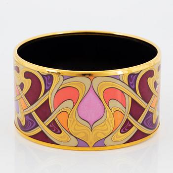 Frey Wille, an enamel and gilt metal bangle, 'Hommage à Alphonse Mucha'.