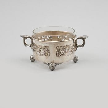 SKÅL, nysilver och glas, jugend, 1900-talets början.