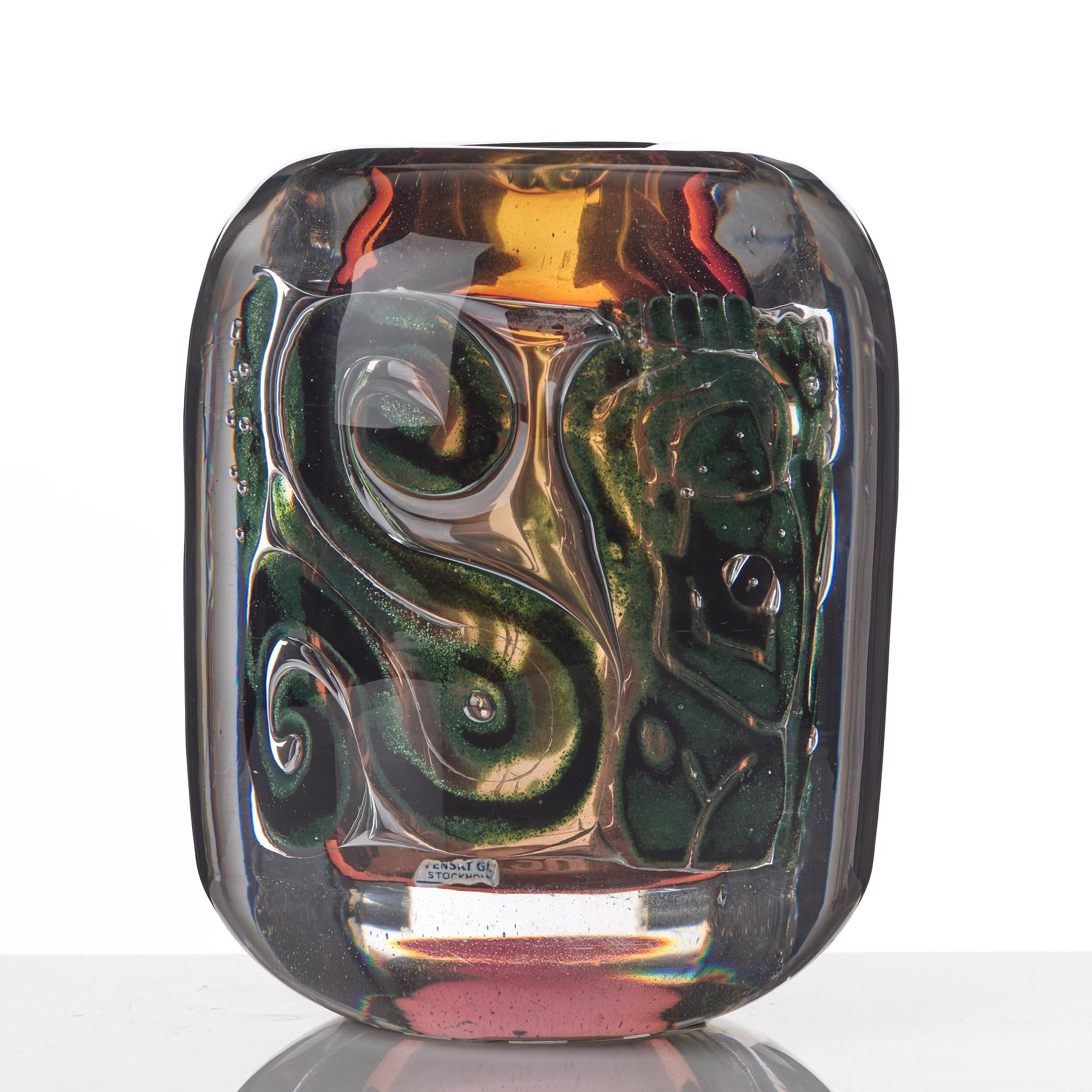 Edvin Öhrström, an "ariel" vase with a bathing female, Orrefors Sweden 1942, nr 260.