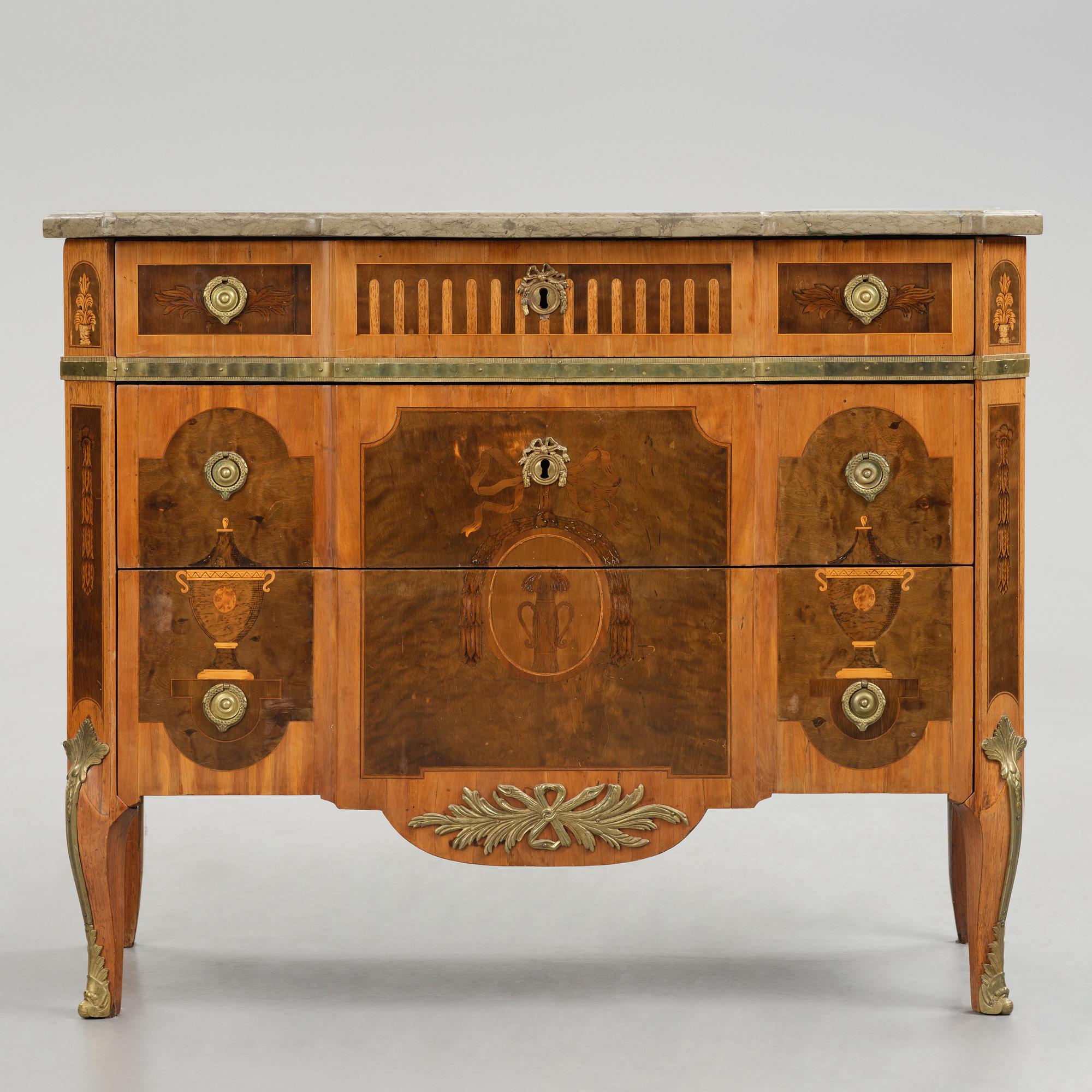A Gustavian marquetry commode attributed to J. Hultsten (master in Stockholm 1773-94).