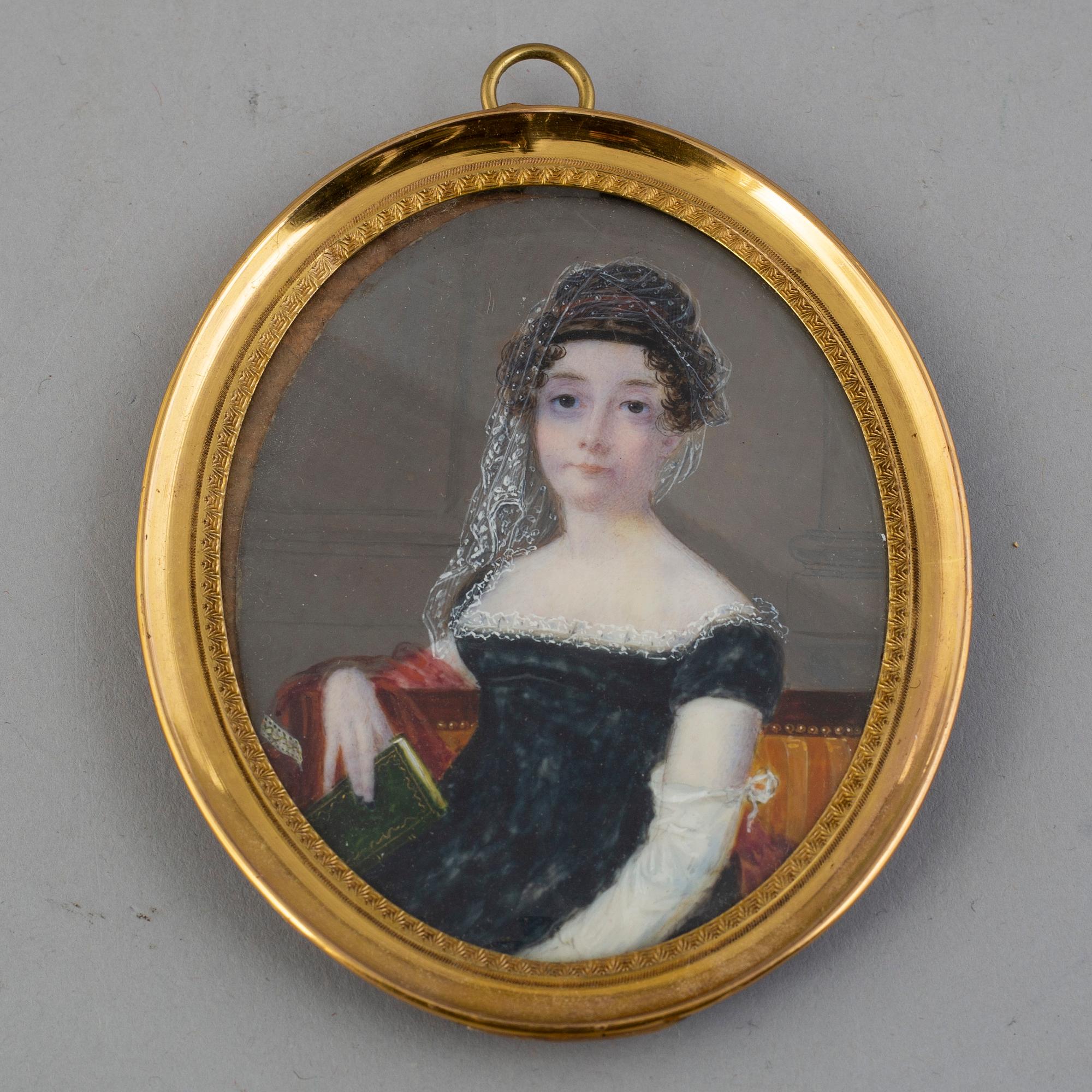 OKÄND KONSTNÄR, miniatyrmålningar, 2 st, gouache på papper, omkring år 1800.