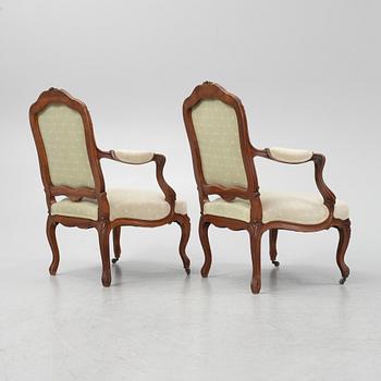 Pair of armchairs, Louis XV style, 20th century.