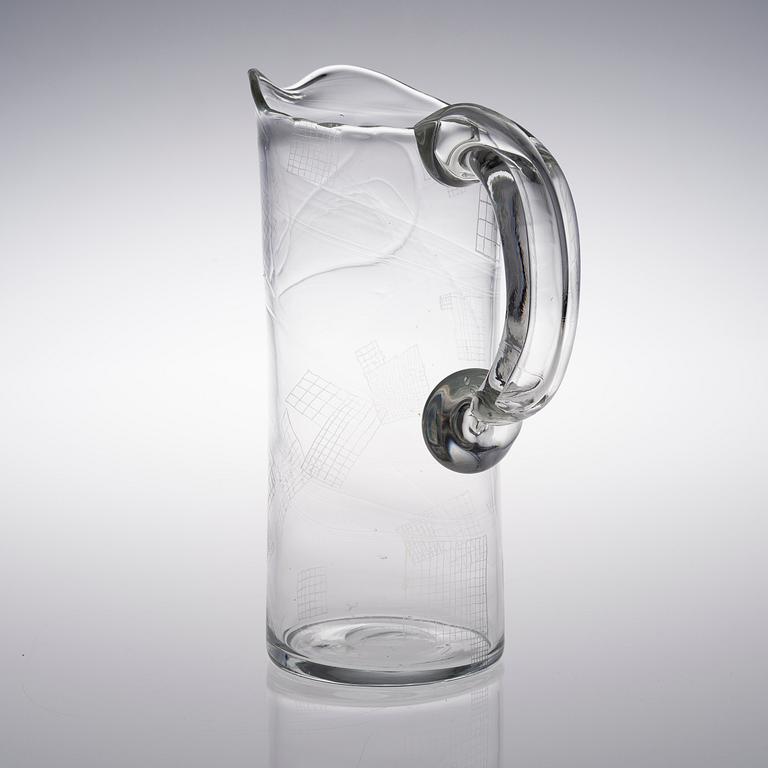 OIVA TOIKKA, AN ART GLASS PITCHER. Sign. Oiva Toikka, Nuutajärvi Notsjö.