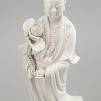 A pair of Chinese blanc de chine figurines, circa 1900.