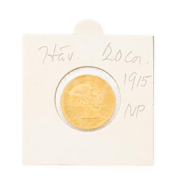 Gold coin, Austria-Hungary, 20 Corona, 1915.