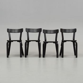 Alvar Aalto, 4 chairs and a table, probably Artek.
