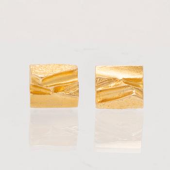 A pair of 18K gold  "Saajo" earrings by Björn Weckström for Lapponia.