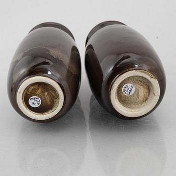 Stig Lindberg, vases, a pair, glaze samples with form from the "Grazia" series, Gustavsberg.