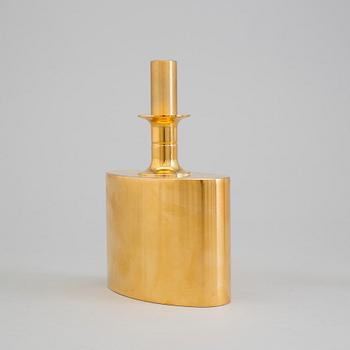 A gilt brass bottle and five glasses from Skultuna, 1989-96.