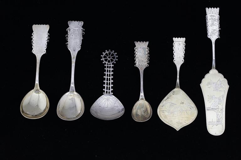 BESTICK, silver, mestadels Tornedalen. 1900-tal. Total vikt 274g.